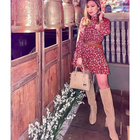 ZARA HEELED SPLIT LEATHER KNEE HIGH BOOTS - Picture 4 of 7